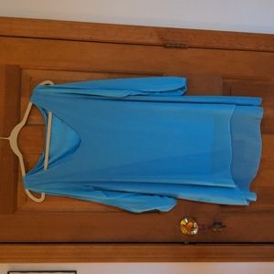 Aqua Amoin Long Open Sleeve Cold Shoulder Chiffon V Neck Tunic Blouse Size M